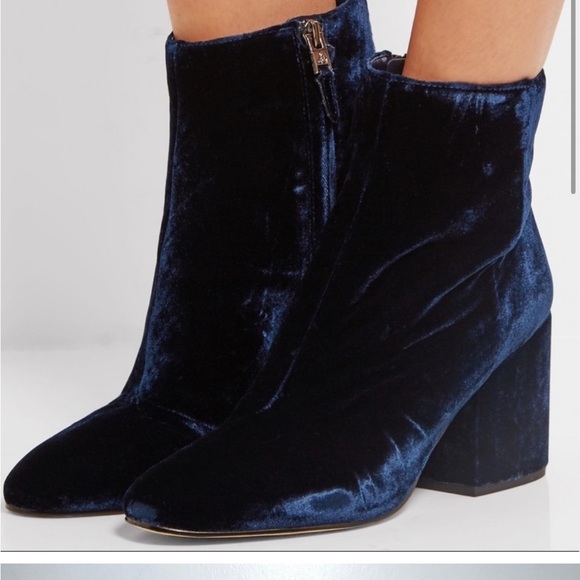 Sam Edelman Taye Blue Velvet Heeled Boots - Picture 3 of 5